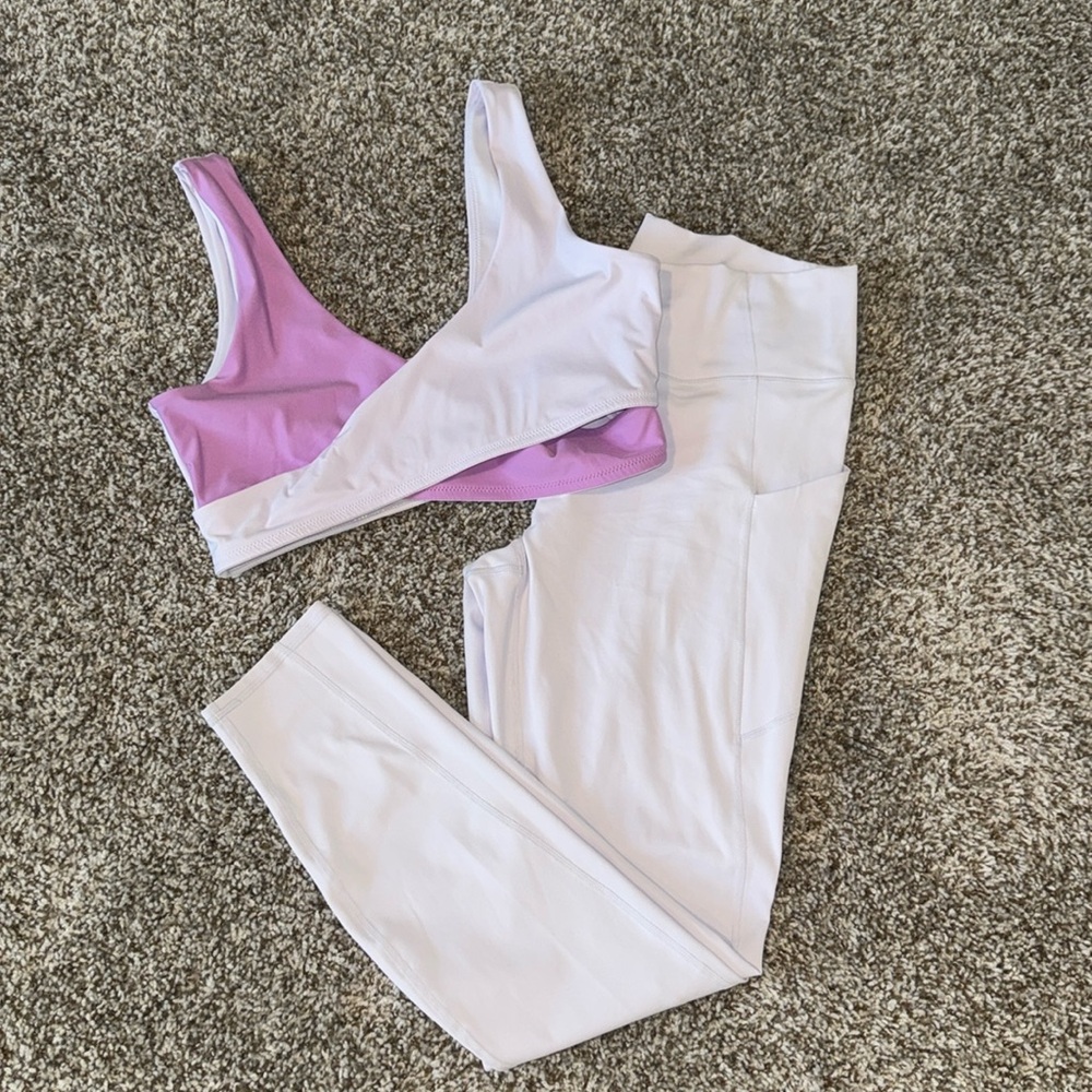 Fabletics Leggings and Bra Set Light Purple